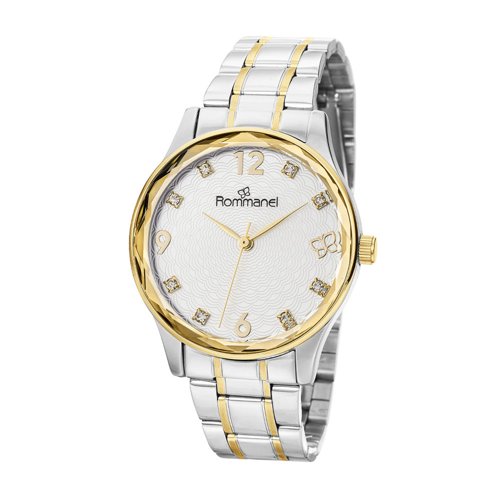 RELÓGIO ANALÓGICO SOCIAL PRATA COM DOURADO