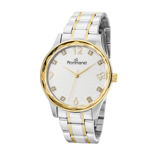 RELÓGIO ANALÓGICO SOCIAL PRATA COM DOURADO