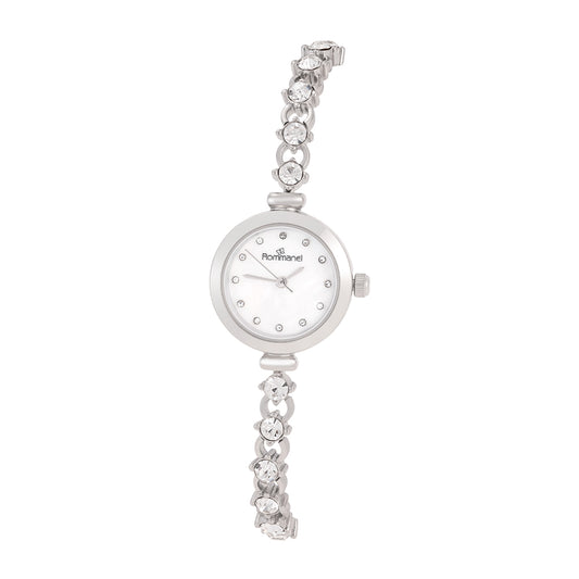 RELÓGIO ANALÓGICO SOCIAL PRATA COM CRISTAIS