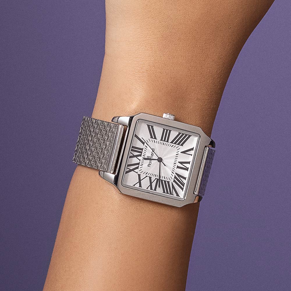 RELÓGIO ANALÓGICO SOCIAL PRATA COM NÚMEROS ROMANOS