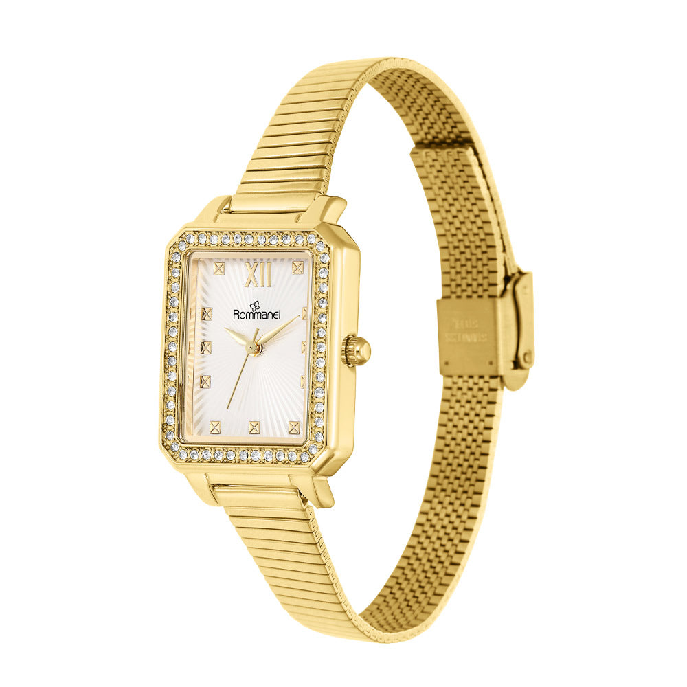 RELÓGIO ANALÓGICO SOCIAL DOURADO