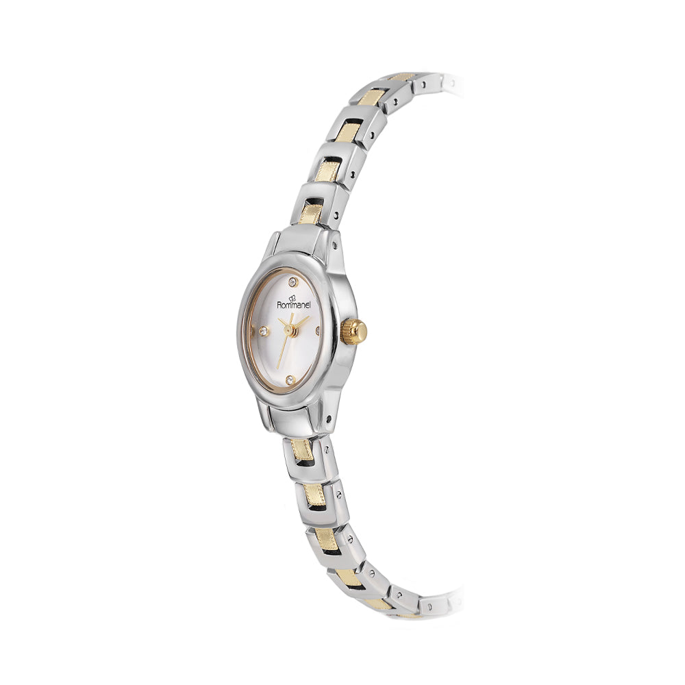 RELÓGIO ANALÓGICO SOCIAL PRATA COM DOURADO