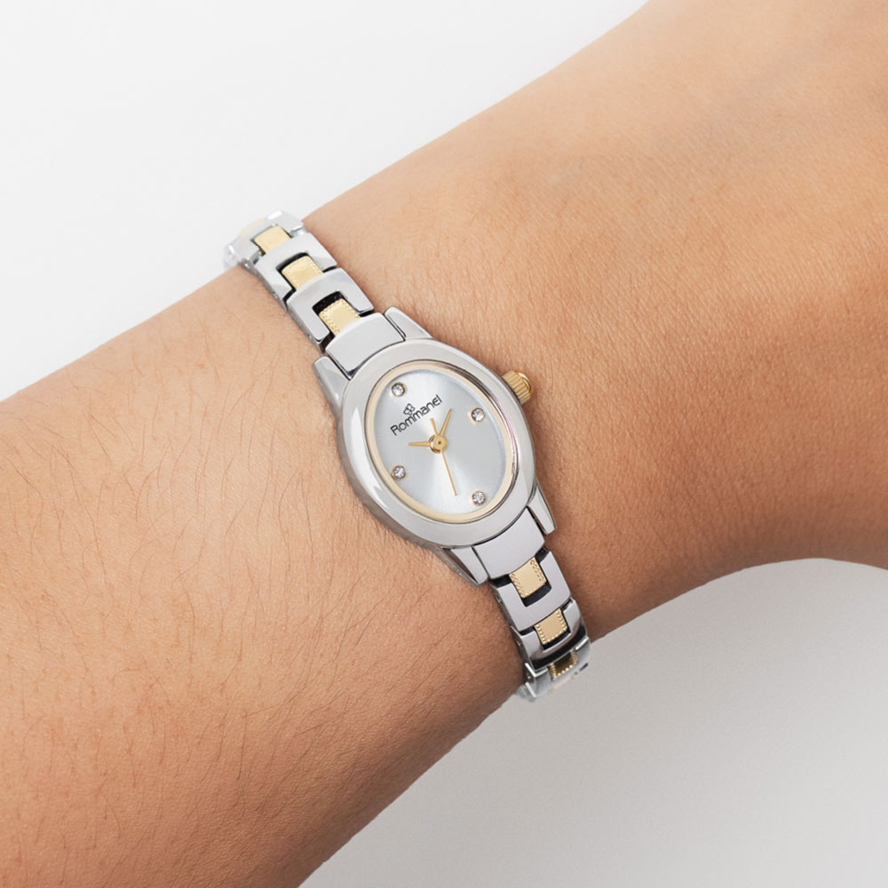 RELÓGIO ANALÓGICO SOCIAL PRATA COM DOURADO