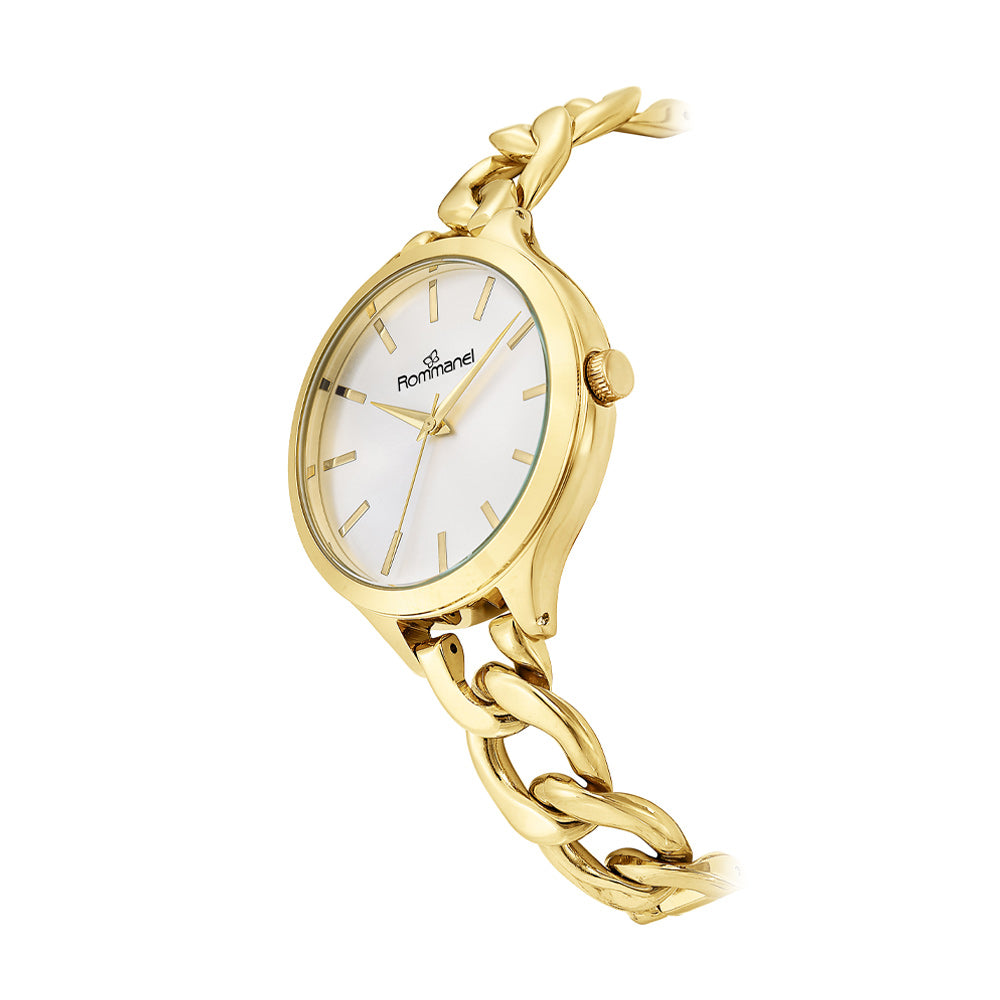 RELÓGIO ANALÓGICO SOCIAL DOURADO