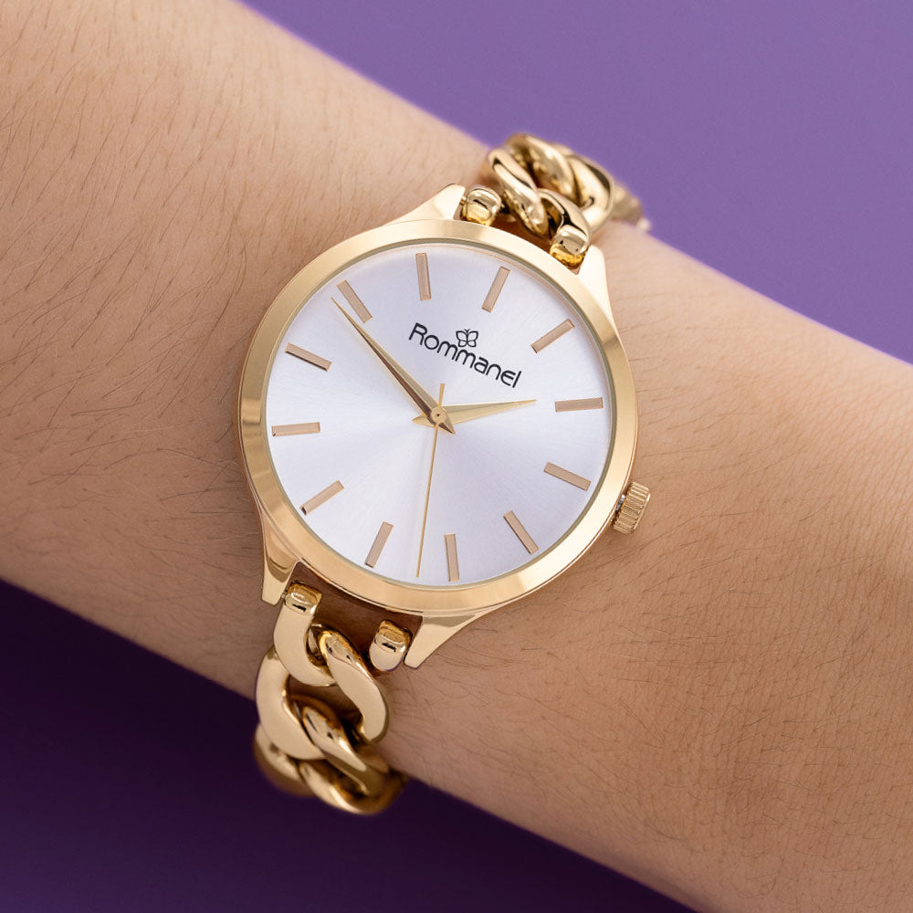 RELÓGIO ANALÓGICO SOCIAL DOURADO