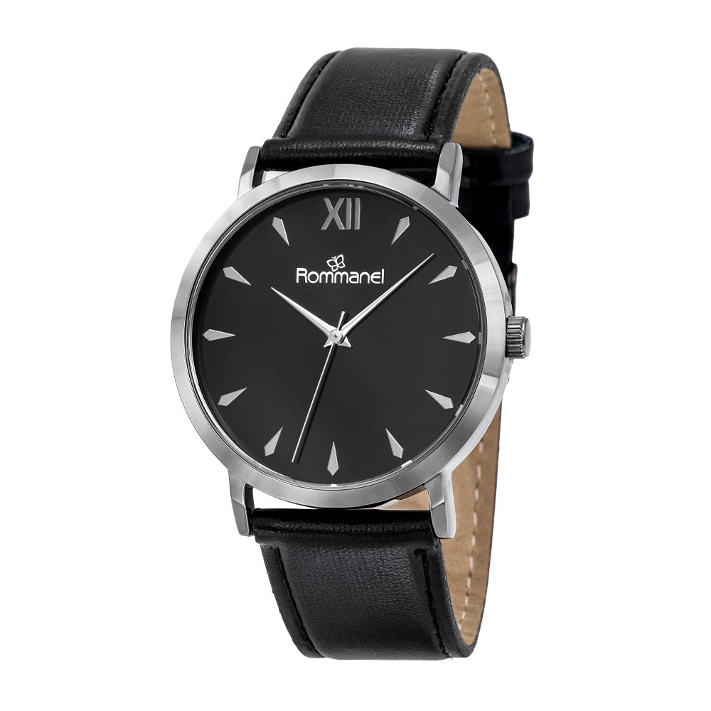 RELÓGIO ANALÓGICO SOCIAL GRAFITE COM PULSEIRA DE COURO SINTÉTICO