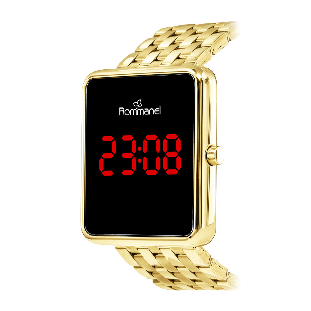RELÓGIO DIGITAL LED DOURADO