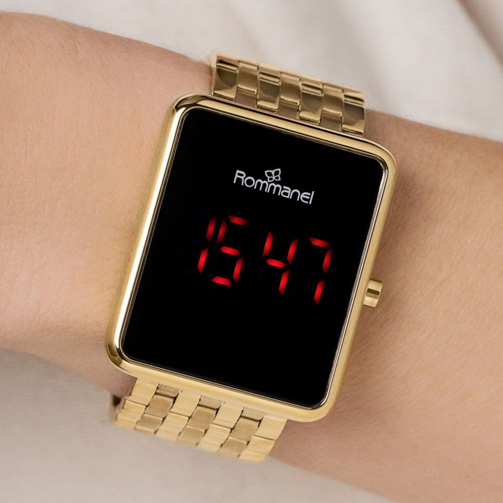 RELÓGIO DIGITAL LED DOURADO