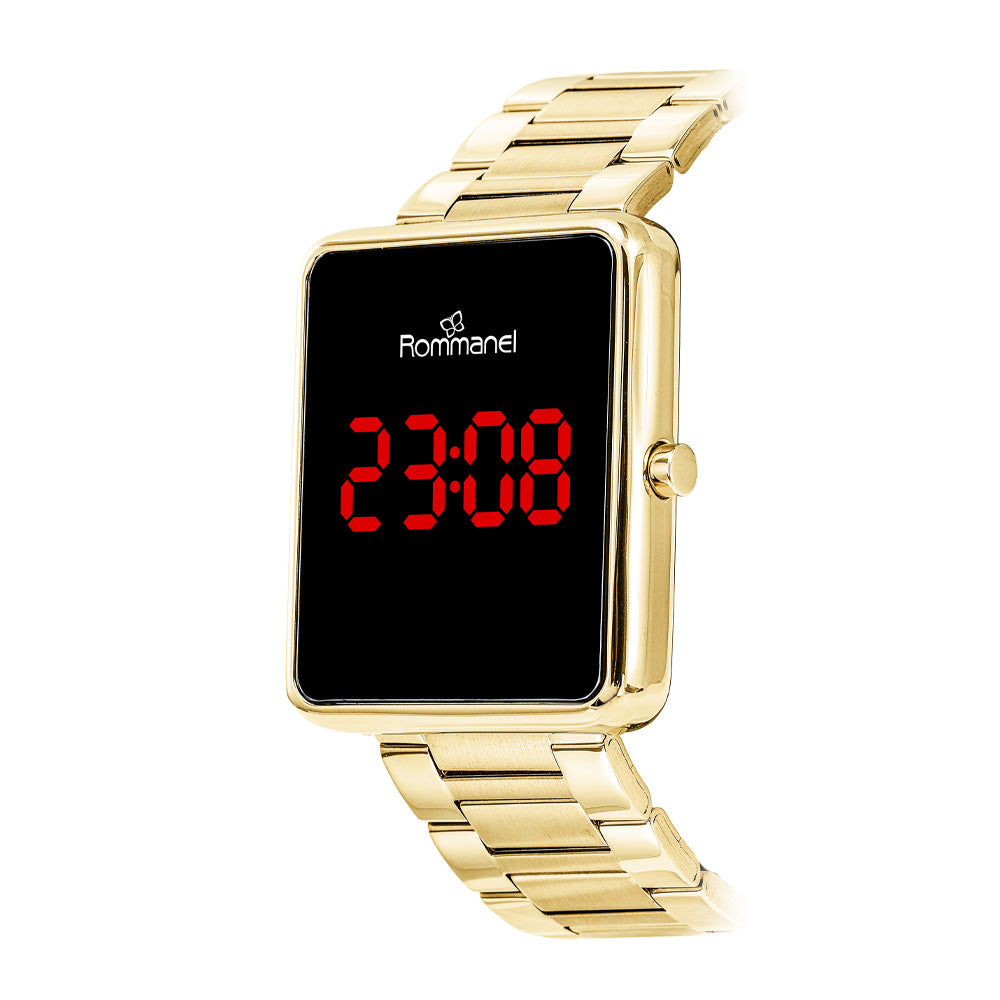 RELÓGIO DIGITAL LED DOURADO