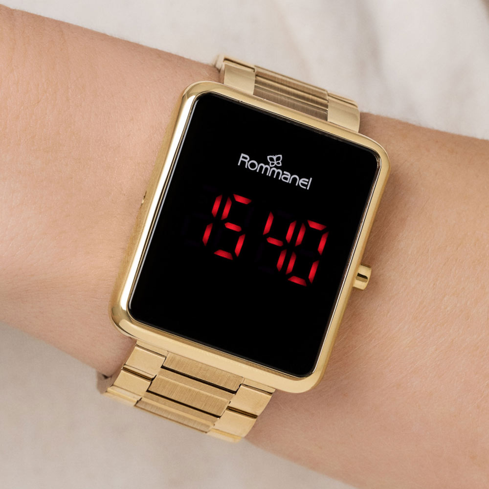 RELÓGIO DIGITAL LED DOURADO