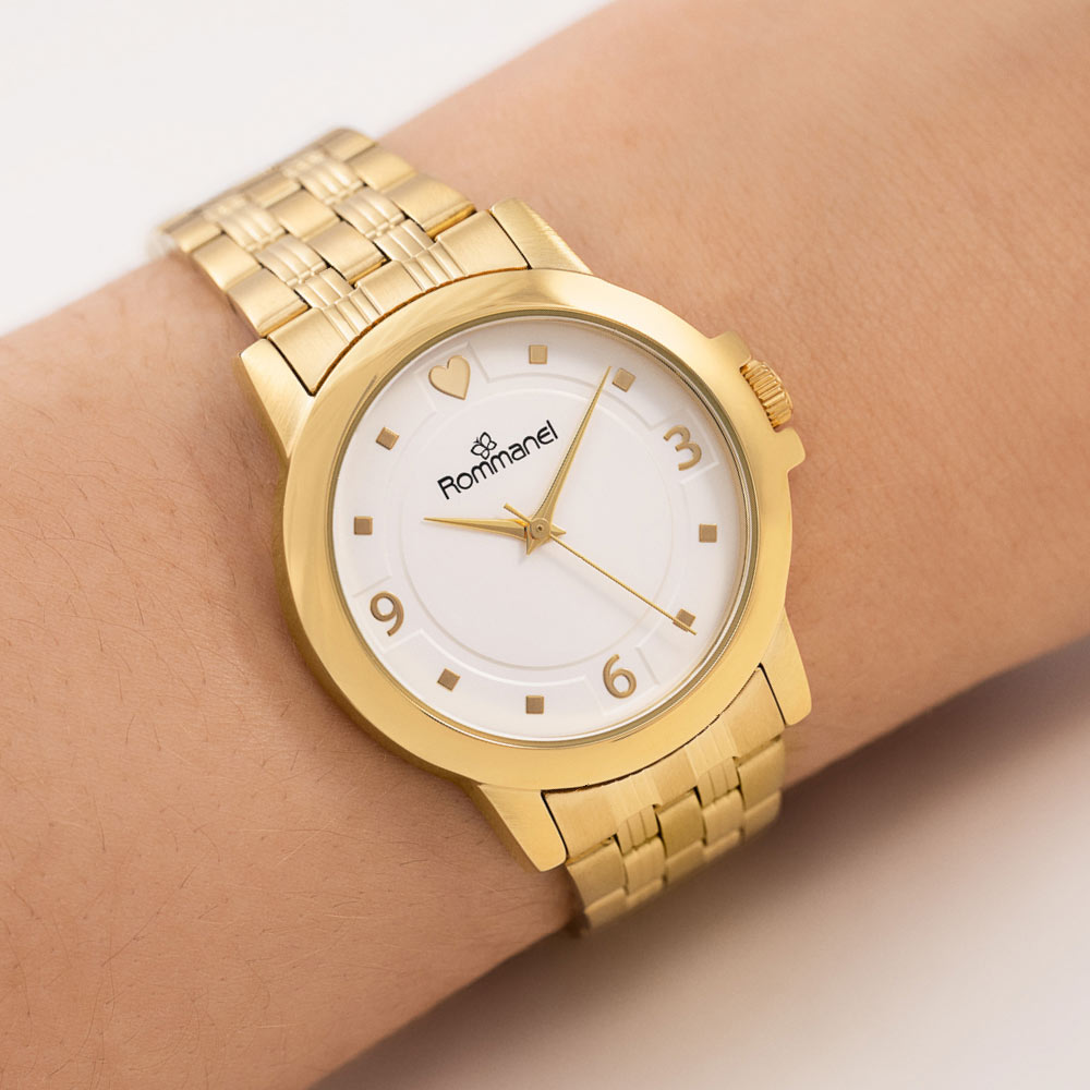 RELÓGIO ANALÓGICO SOCIAL DOURADO