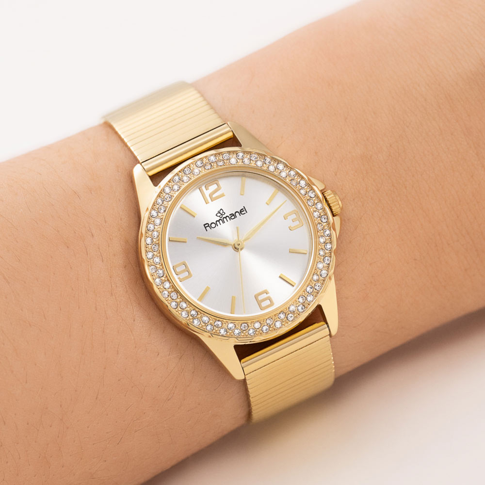 RELÓGIO ANALÓGICO SOCIAL DOURADO