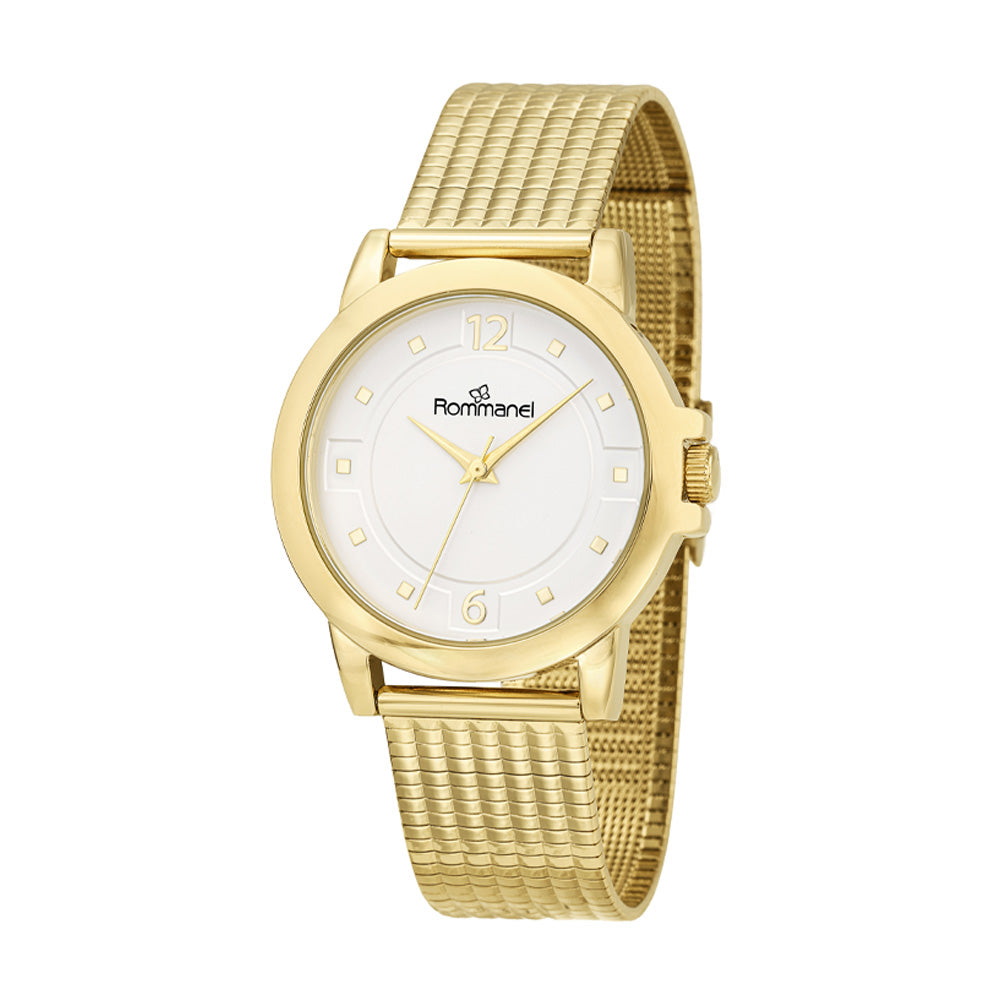 RELÓGIO ANALÓGICO SOCIAL DOURADO