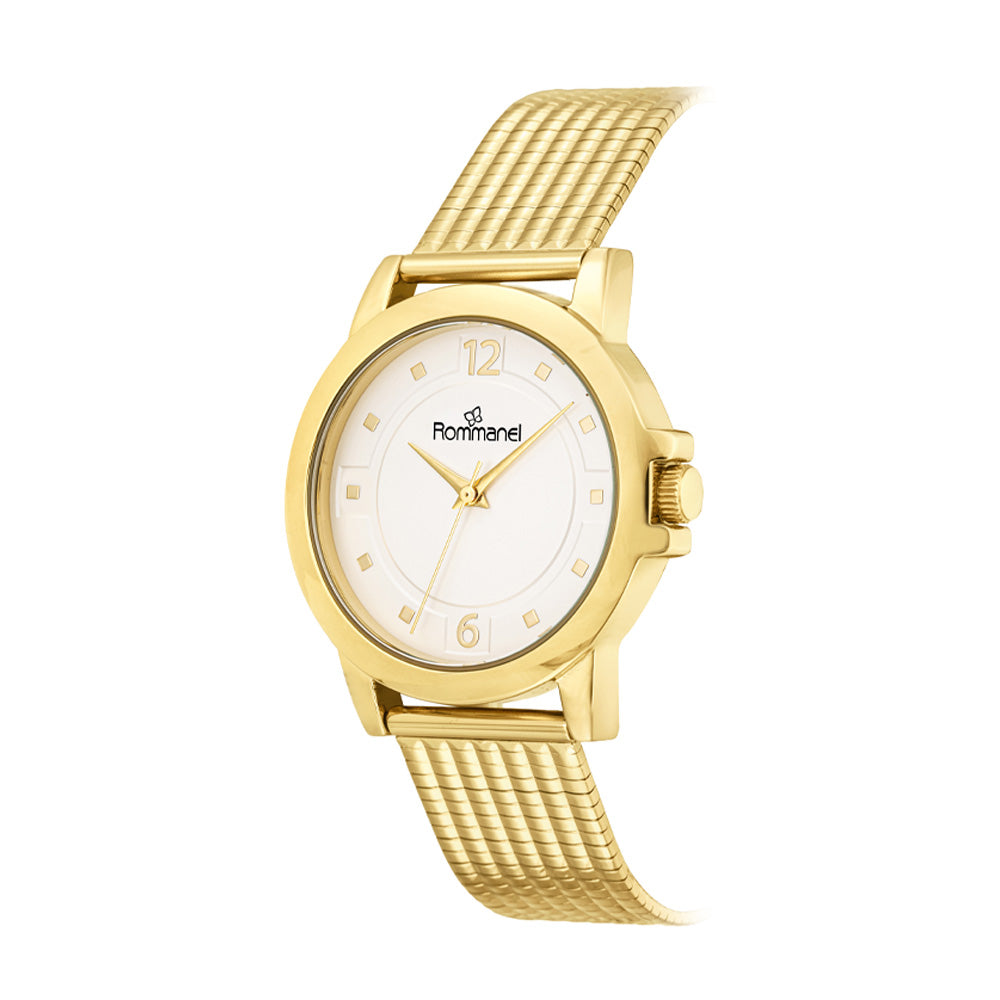 RELÓGIO ANALÓGICO SOCIAL DOURADO