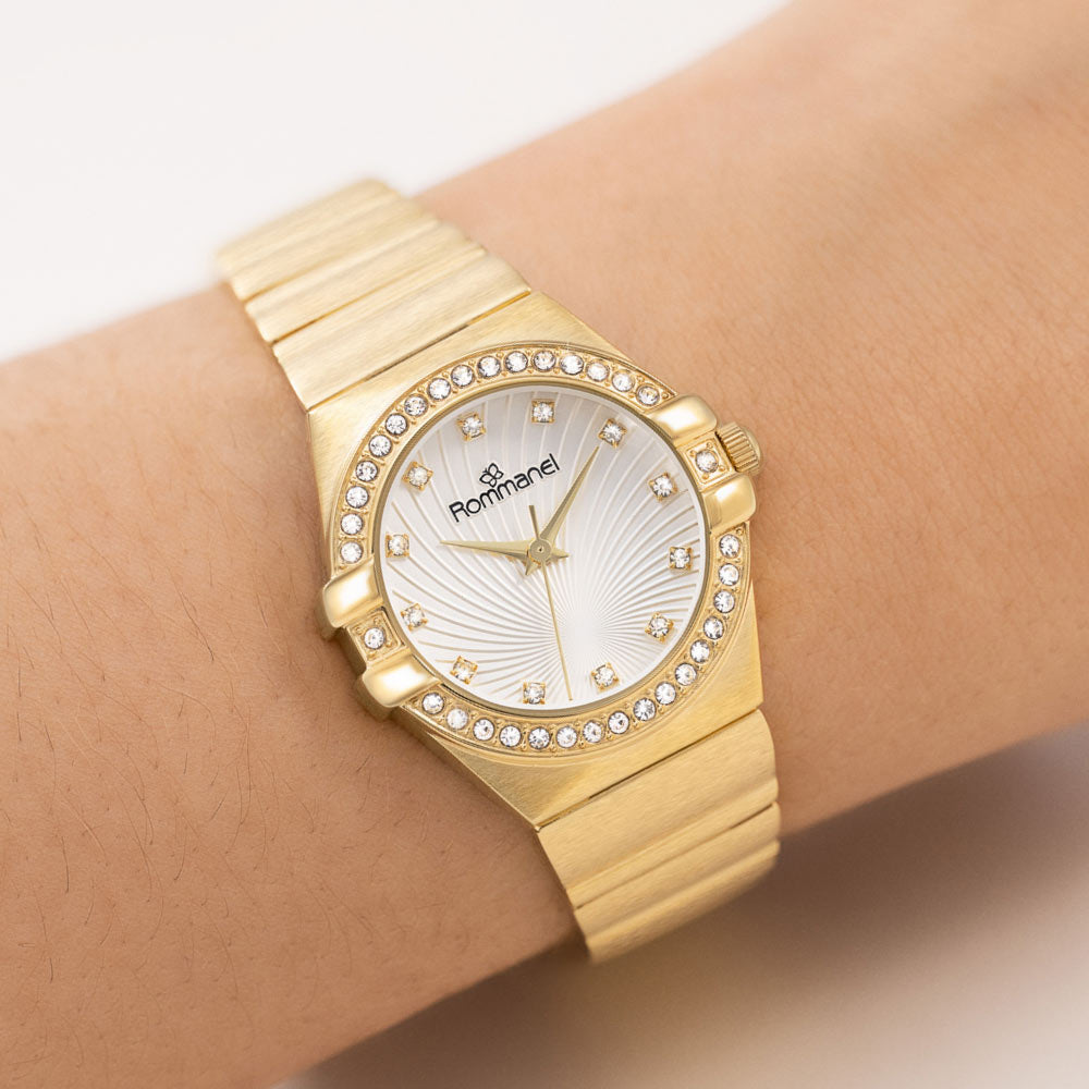 RELÓGIO ANALÓGICO SOCIAL DOURADO