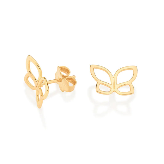 BRINCO BORBOLETA BANHADO A OURO 18K