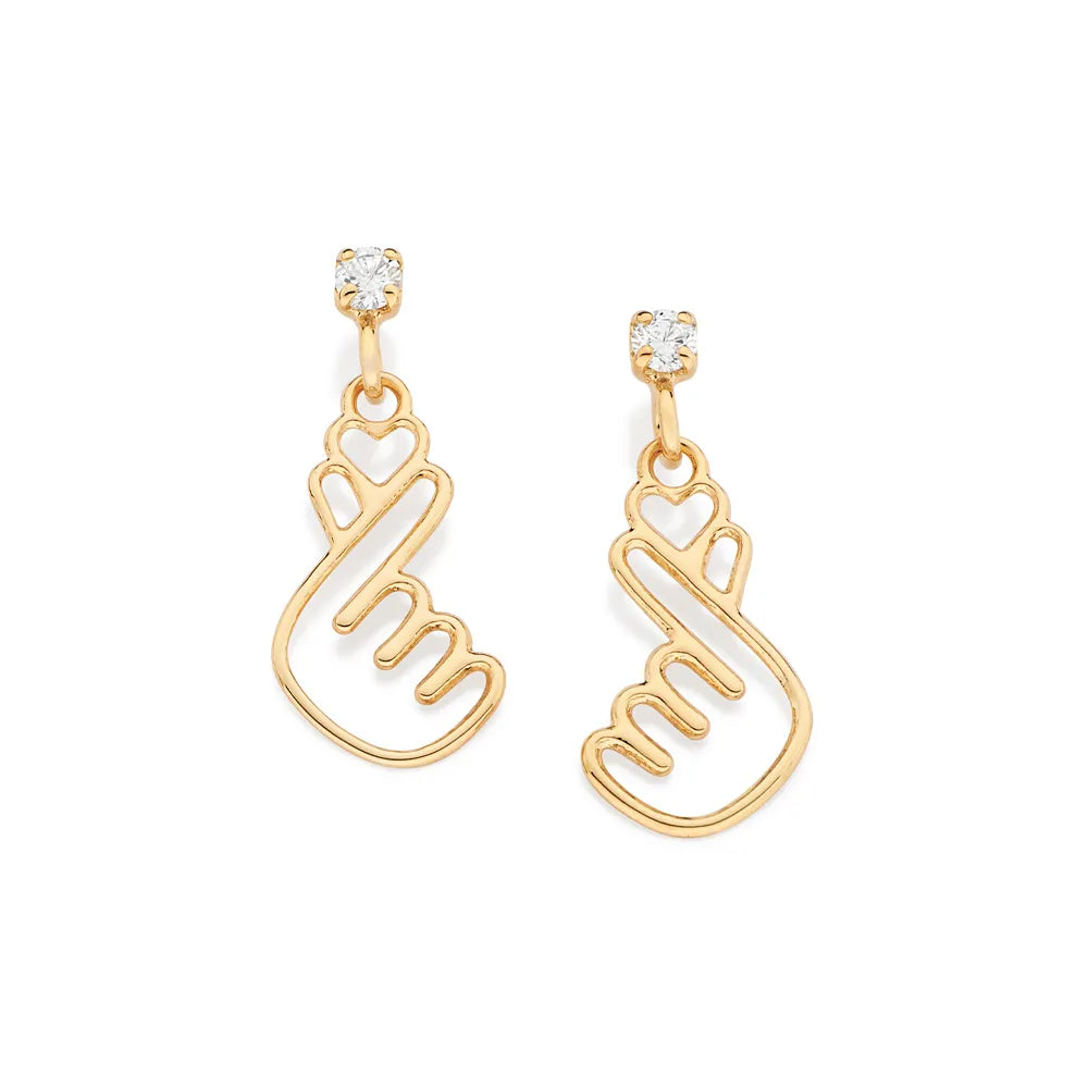 BRINCO CORAÇÃO COREANO FINGER HEART BANHADO A OURO 18K