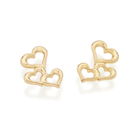 BRINCO CORAÇÕES BANHADO A OURO 18K